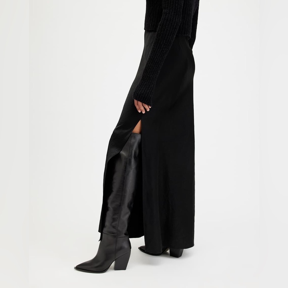 Allsaints Reina Knee High Pointed Leather Boots - Picture 7 of 9